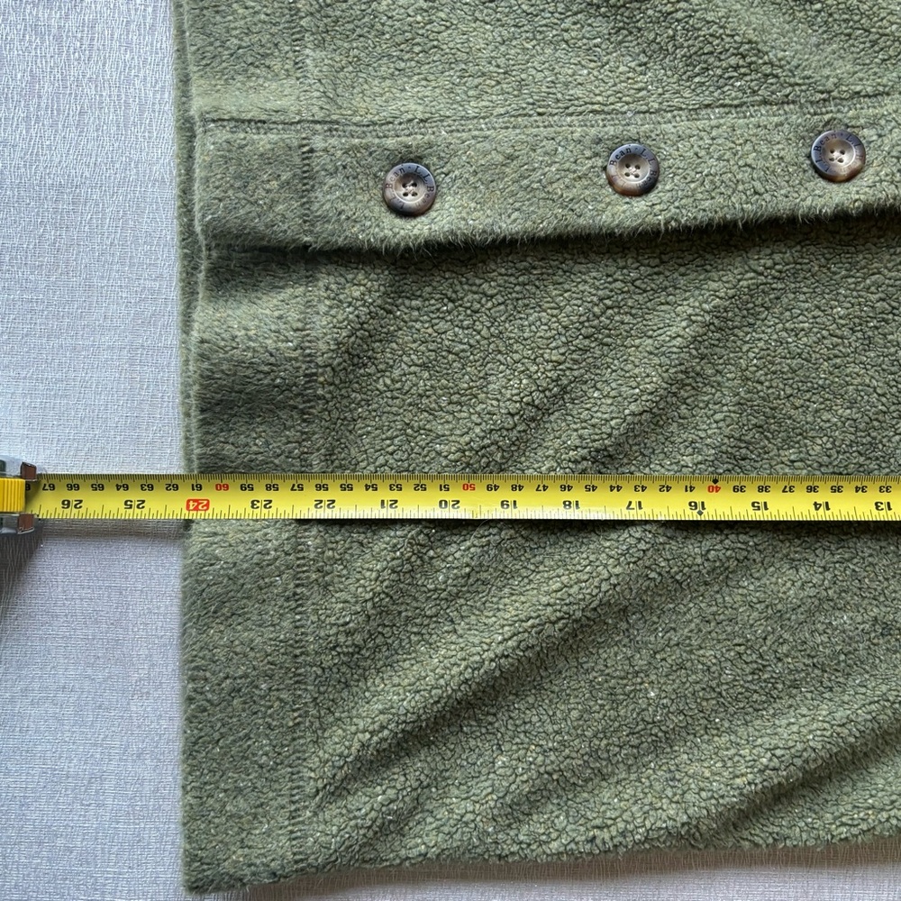 VINTAGE L.L. Bean Olive Green fleece button up cardigan size L - Picture 7 of 7